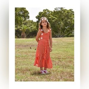 Bandy Button striped maxi skirt